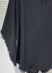 Original Asymmetrical Loose Linen T Shirt For Men's Bat Sleeves