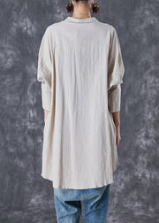 Original Asymmetrical Side Open Linen Shirt Tops Fall