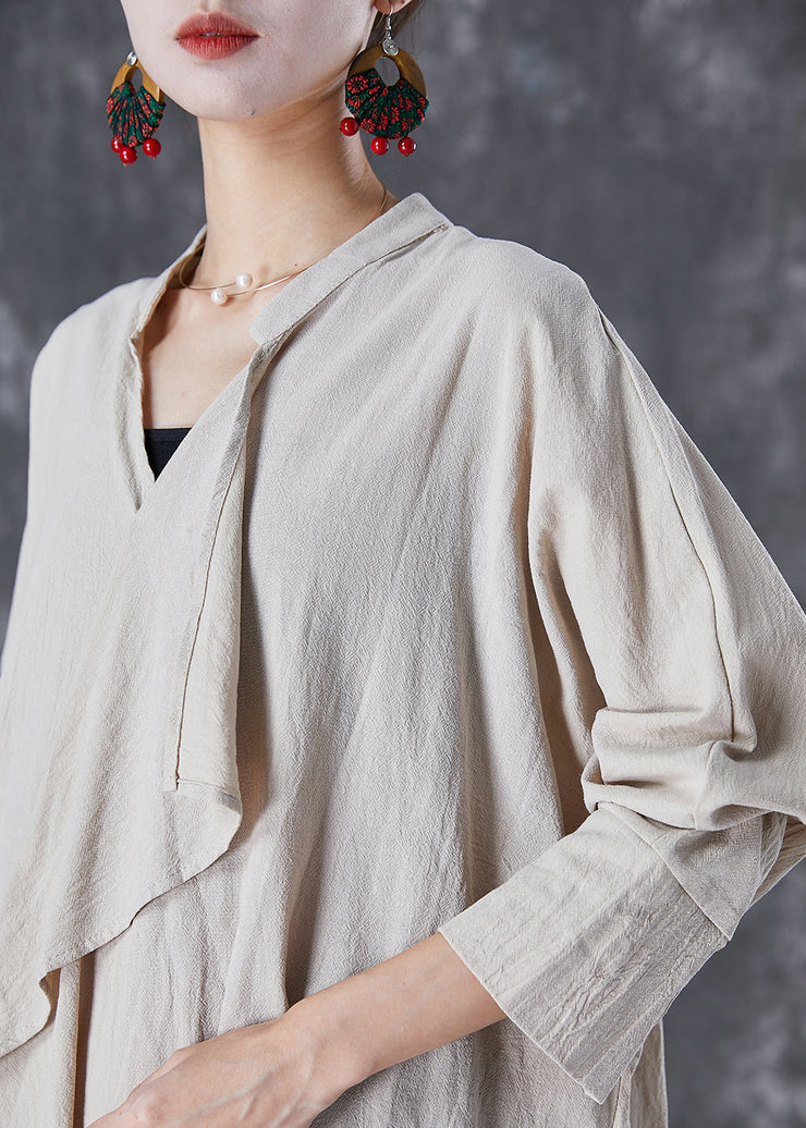 Original Asymmetrical Side Open Linen Shirt Tops Fall