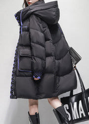 Original Black Hooded Pockets Duck Down Puffer Coats Winter