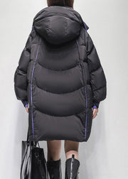 Original Black Hooded Pockets Duck Down Puffer Coats Winter