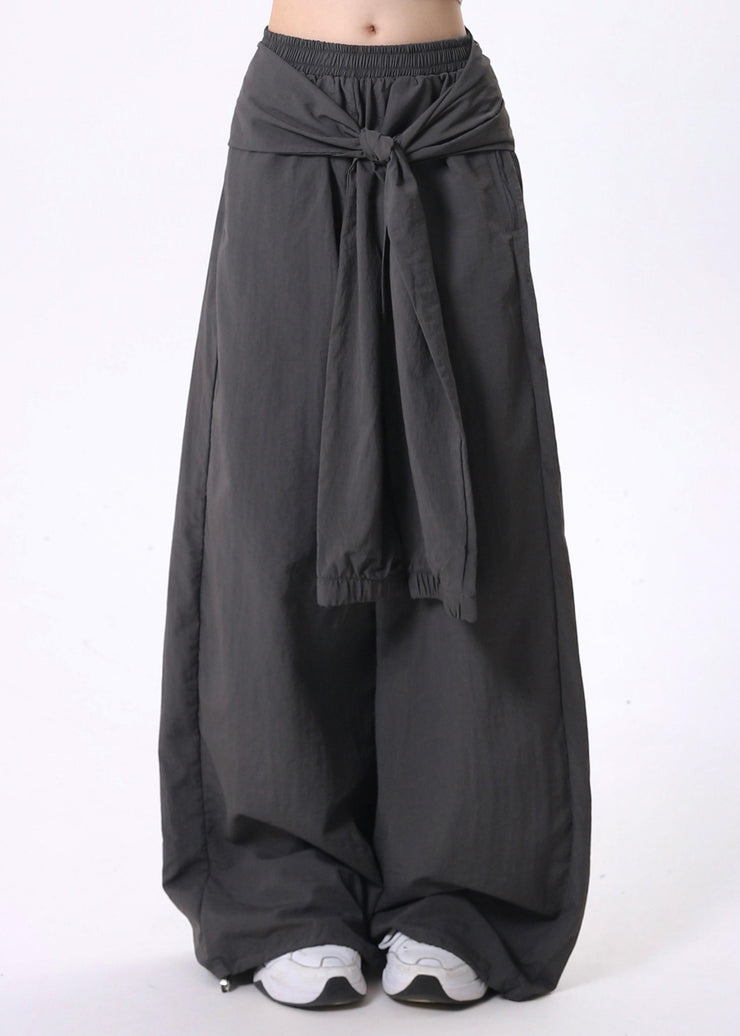 Original Black Strap Design Draping Wide Leg Pants Spring