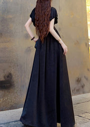 Original Champagne V Neck Wrinkled Cotton Maxi Dress Summer