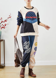 Original Desig Colorblock Asymmetrical Patchwork Warm Fleece Two Piece Set Fall