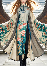 Original Design Asymmetrical Design Print Oriental Dress Fall