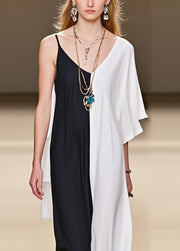 Original Design Asymmetrical Patchwork Chiffon One Shoulder Dress Summer