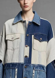 Original Design Asymmetrical Patchwork Denim Coats Fall