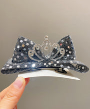 Original Design Black Alloy Zircon Bow Sequins Crown Kids Hairpin