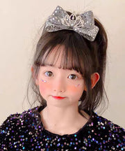 Original Design Black Alloy Zircon Bow Sequins Crown Kids Hairpin