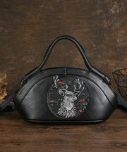 Original Design Black Animal Embossed Calf Leather Messenger Bag