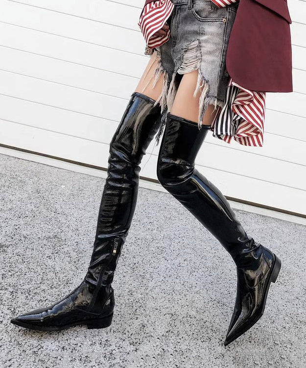 Original Design Black Fashion Pointed Toe Knee Boots