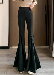 Original Design Black High Waist Ruffled Flared Trousers Spring