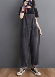 Original Design Black Oversized Denim Jumpsuit Summer