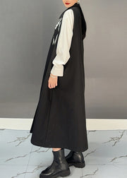 Original Design Black Peter Pan Collar Button Long Dresses Spring