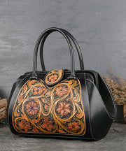 Original Design Black Print Calf Leather Tote Handbag