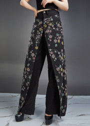 Original Design Black Print High Waist Patchwork Denim Pants Fall