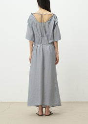 Original Design Blue Asymmetrical Lace Up Long Dress Summer