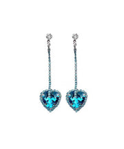 Original Design Blue Sterling Silver Zircon Floral Love Drop Earrings