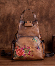 Original Design Brown Cowhide Embossed Backpack Bag