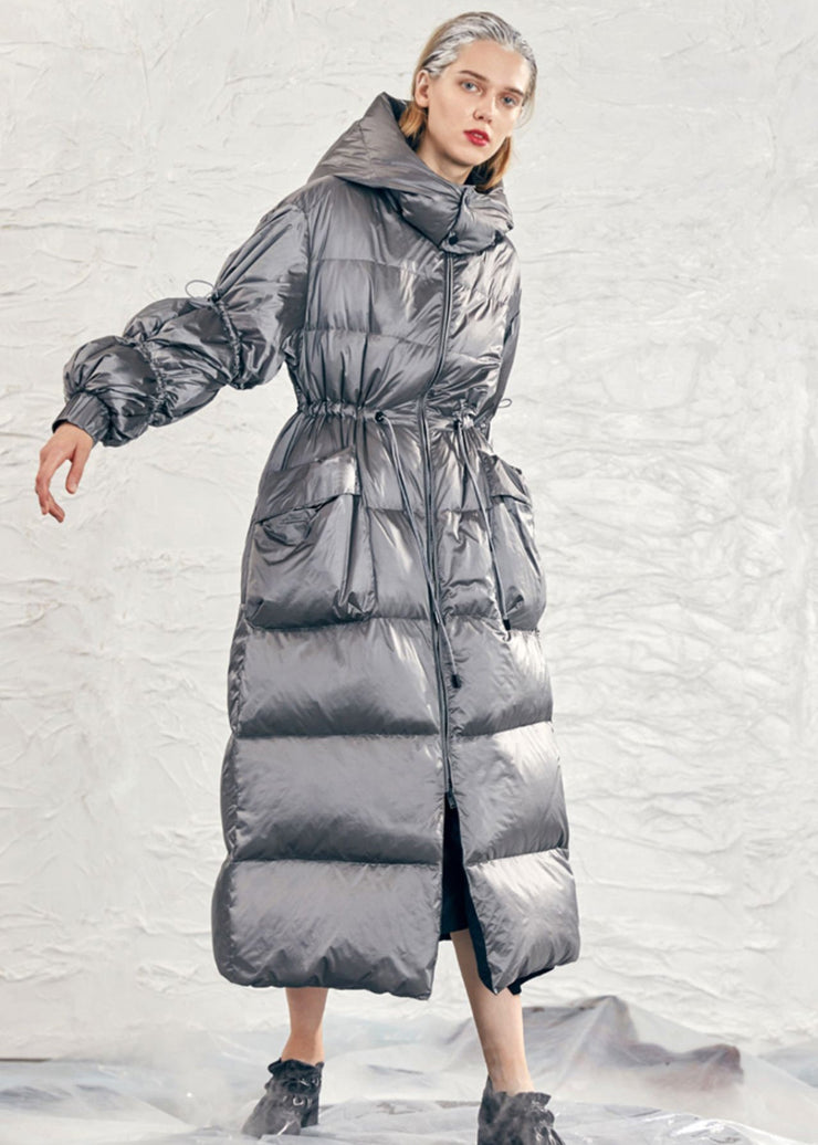 Original Design Caramel Hooded Drawstring Duck Down Puffer Coat Winter