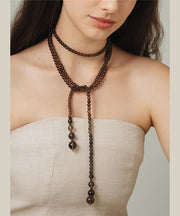 Original Design Chocolate Alloy Crystal Beadin Gratuated Bead Necklace