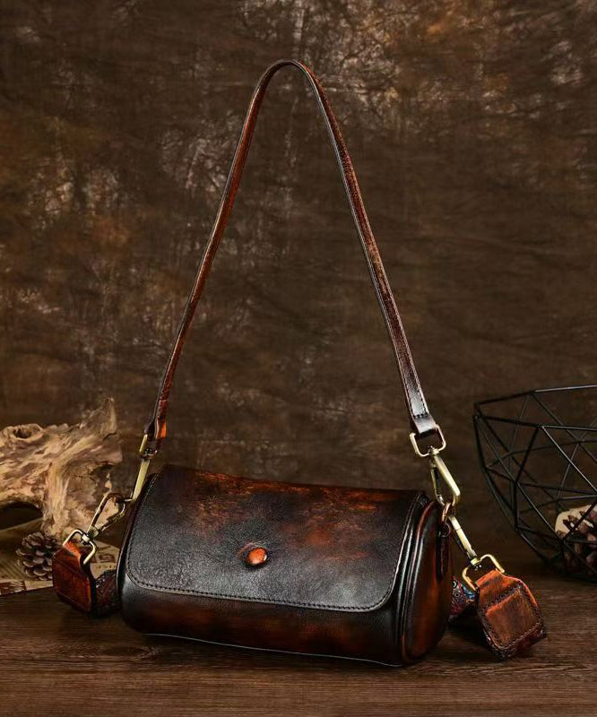 Original Design Coffee Calf Leather Satchel Bag Handbag