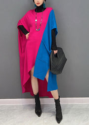 Original Design Colorblock O-Neck Asymmetrical Patchwork Cotton Long Dresses Spring