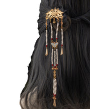 Original Design Gold Copper Alloy Drop Glaze Butterfly Tassel Hairpin