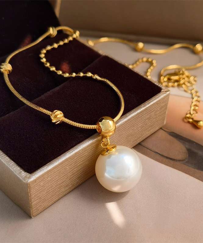 Original Design Gold Copper Alloy Pearl Pendant Necklace