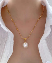 Original Design Gold Copper Alloy Pearl Pendant Necklace