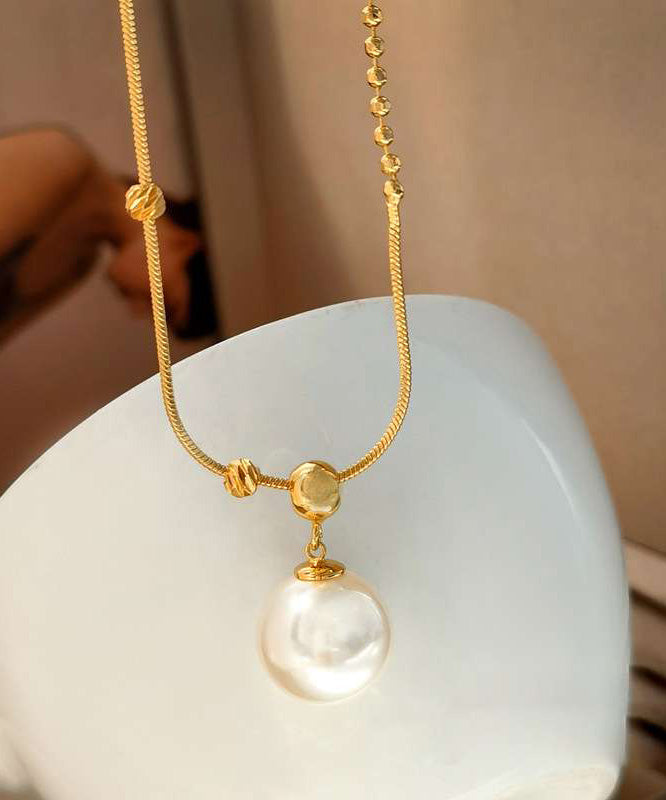 Original Design Gold Copper Alloy Pearl Pendant Necklace