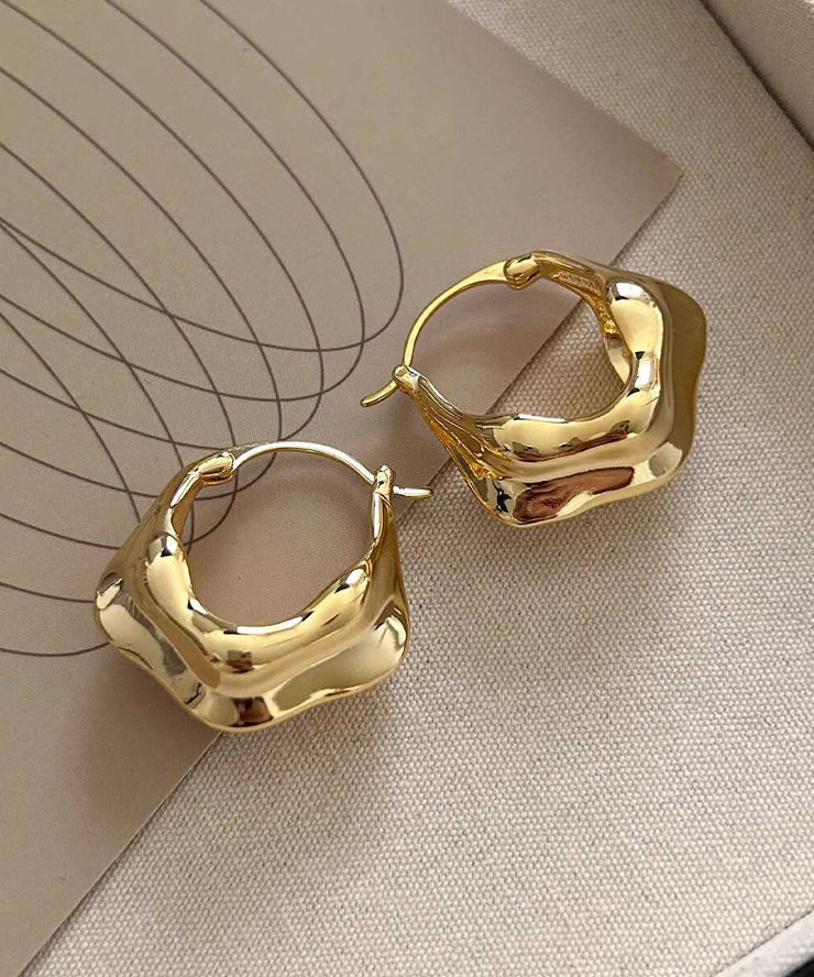 Original Design Gold Metal Hoop Earrings