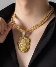 Original Design Gold Overgild Zircon Pendant Necklace