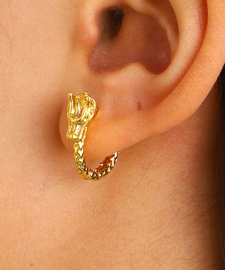 Original Design Gold Sterling Silver Overgild Animal Hoop Earrings