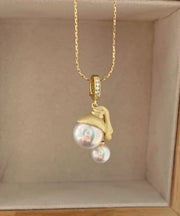 Original Design Gold Sterling Silver Overgild Pearl Pendant Necklace