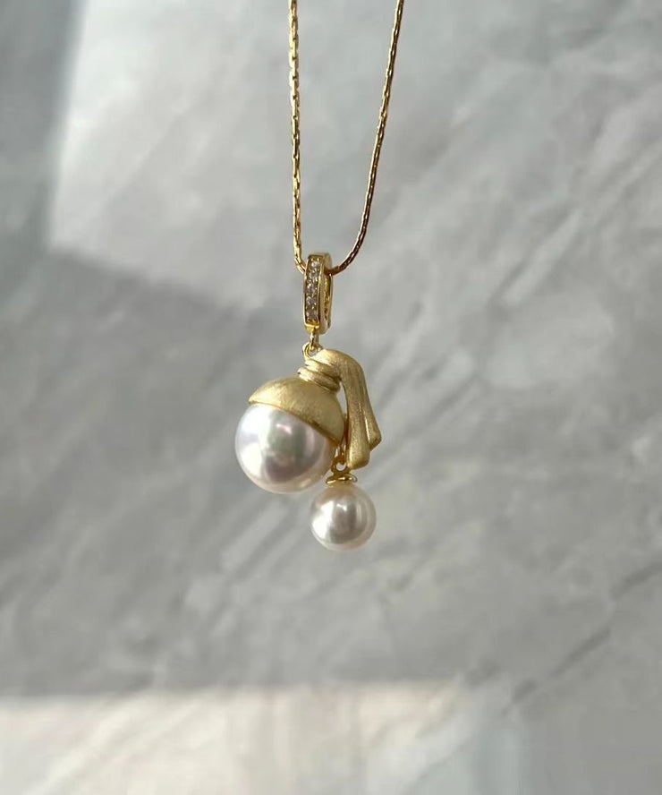 Original Design Gold Sterling Silver Overgild Pearl Pendant Necklace