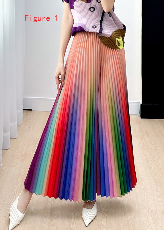 Original Design Gradient Color Wrinkled Wide Leg Pants Summer