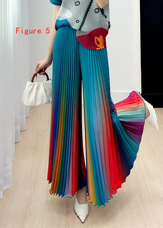 Original Design Gradient Color Wrinkled Wide Leg Pants Summer