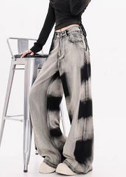 Original Design Gradient Tie Dye Denim Wide Leg Pants Spring