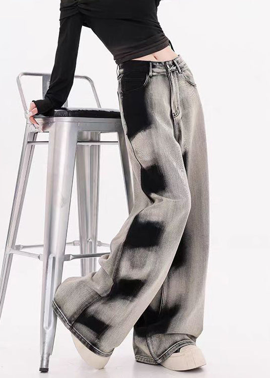 Original Design Gradient Tie Dye Denim Wide Leg Pants Fall