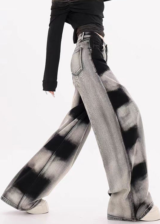 Original Design Gradient Tie Dye Denim Wide Leg Pants Fall