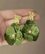 Original Design Green Acrylic Floral Drop Earrings