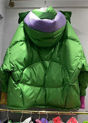 Original Design Green Hooded Patchwork cotton blend Down Coat Winter