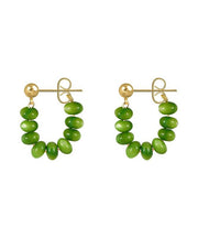 Original Design Green Sterling Silver Alloy Jade Hoop Earrings