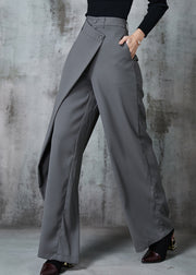Original Design Grey Asymmetrical Spandex Straight Pants Summer