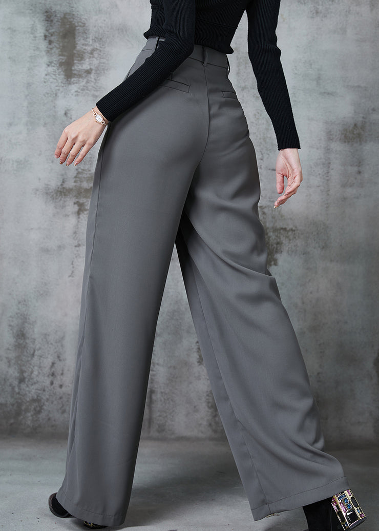 Original Design Grey Asymmetrical Spandex Straight Pants Summer