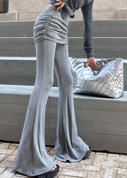 Original Design Grey False Two Pieces Flared Trousers Spring