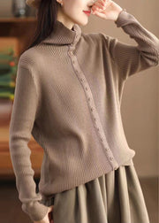 Original Design Grey Hign Neck Warm Woolen Sweater Fall