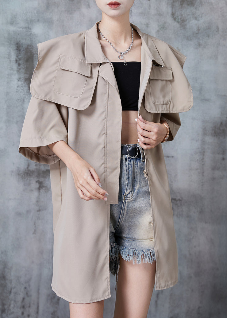 Original Design Khaki Oversized Patchwork Shirts Summer