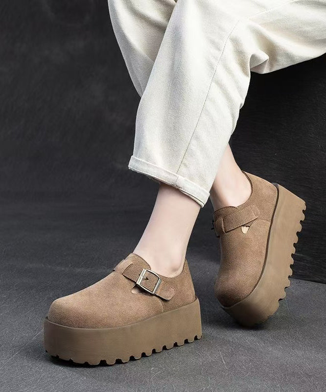 Original Design Khaki Women Splicing Suede Platform Shoes